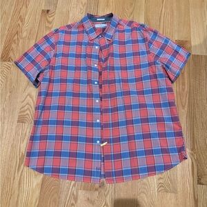 Casual Red and Blue Button Down Shirt